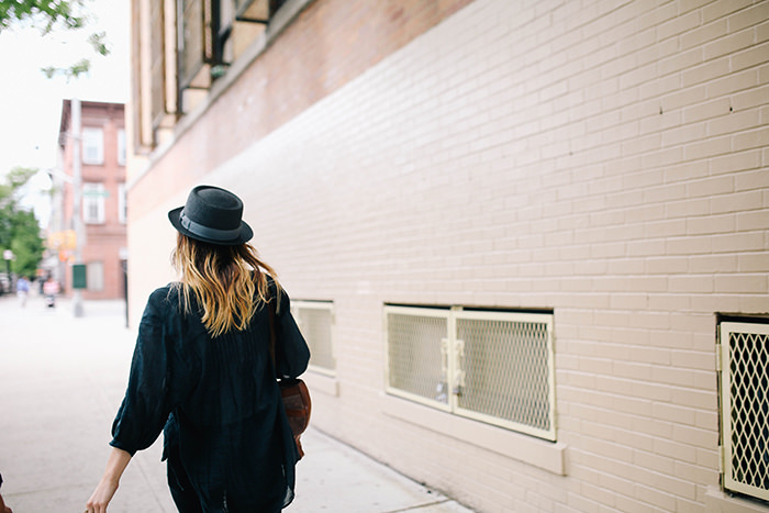 Girl walking down the street